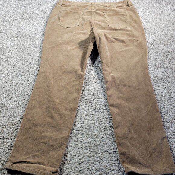 Talbots Corduroy Pants Womens 16P Brown High Waist Straight Leg Distressed - Picture 8 of 10